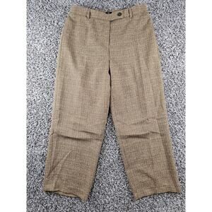 Haggar Womens Sz 14 Wide Leg Dress Pants Brown Beige Textured Mid Rise